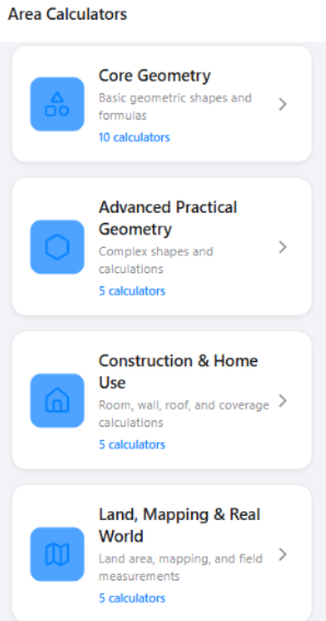 Area Calculators App Screenshot